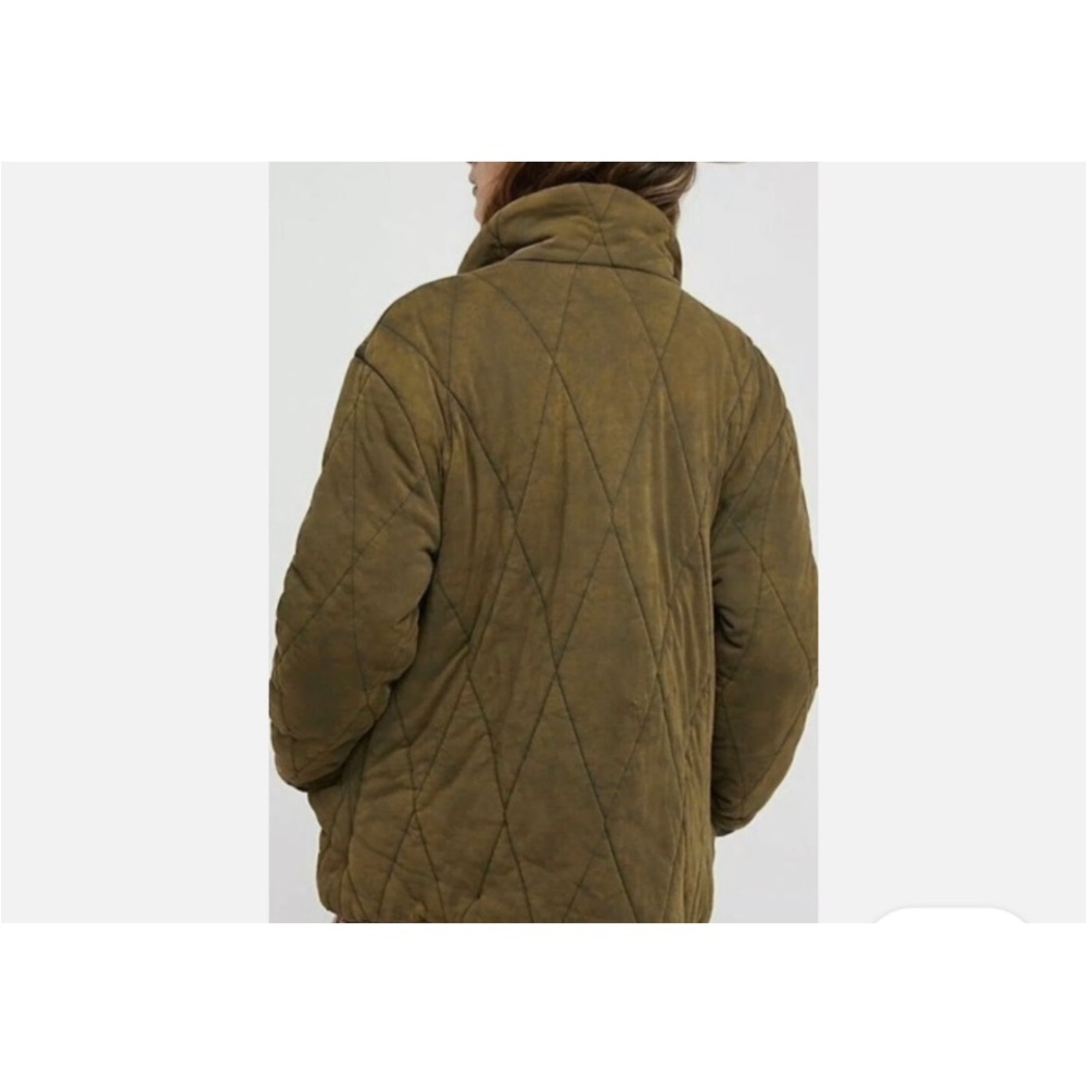 Free People Tawny Puffer Quilted Olive Utility Jacket/Blazer